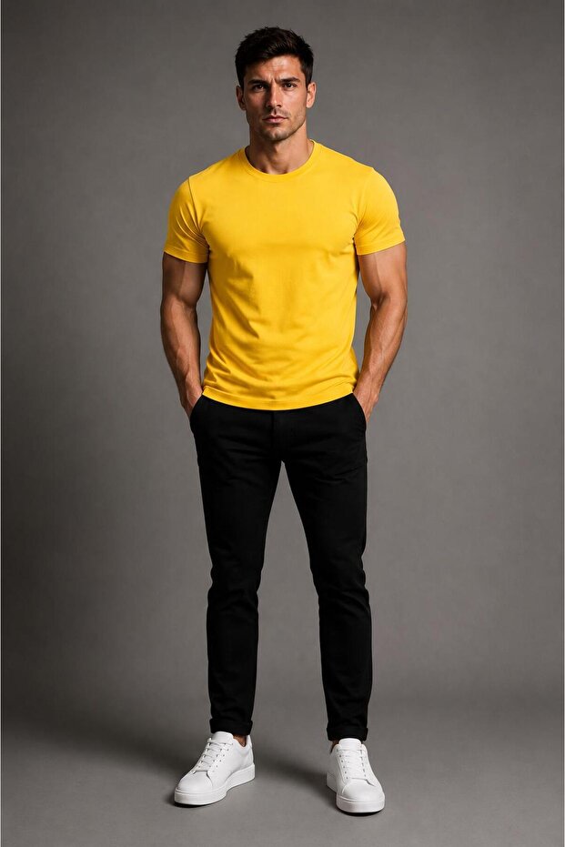 Men'S/Unisex T-Shirt Crew Neck Slim Fit Cotton Short Sleeve
