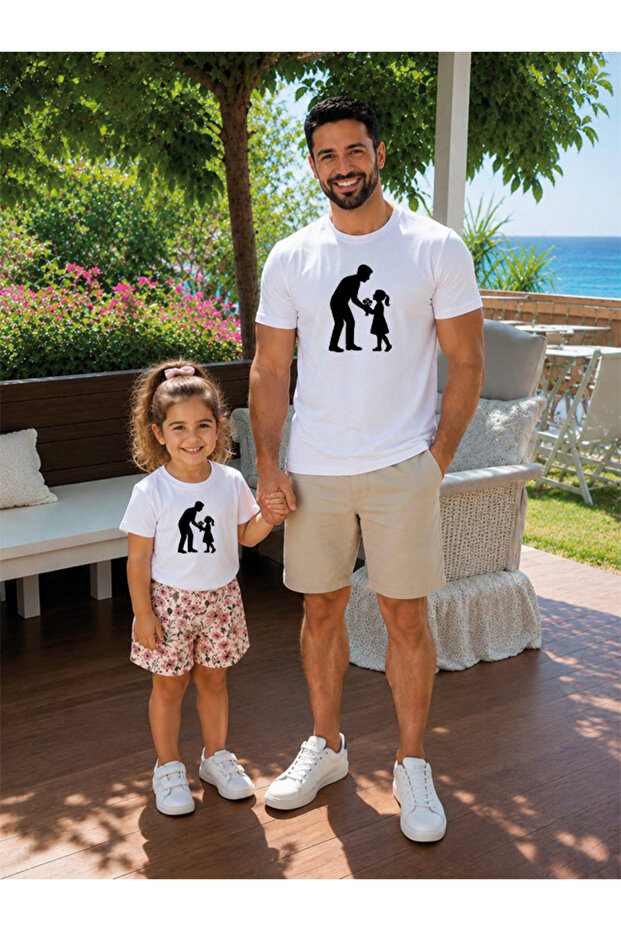Father Daughter Combination Sold as a Single Item 100% Cotton Oversize T-Shirt Father's Day Gift