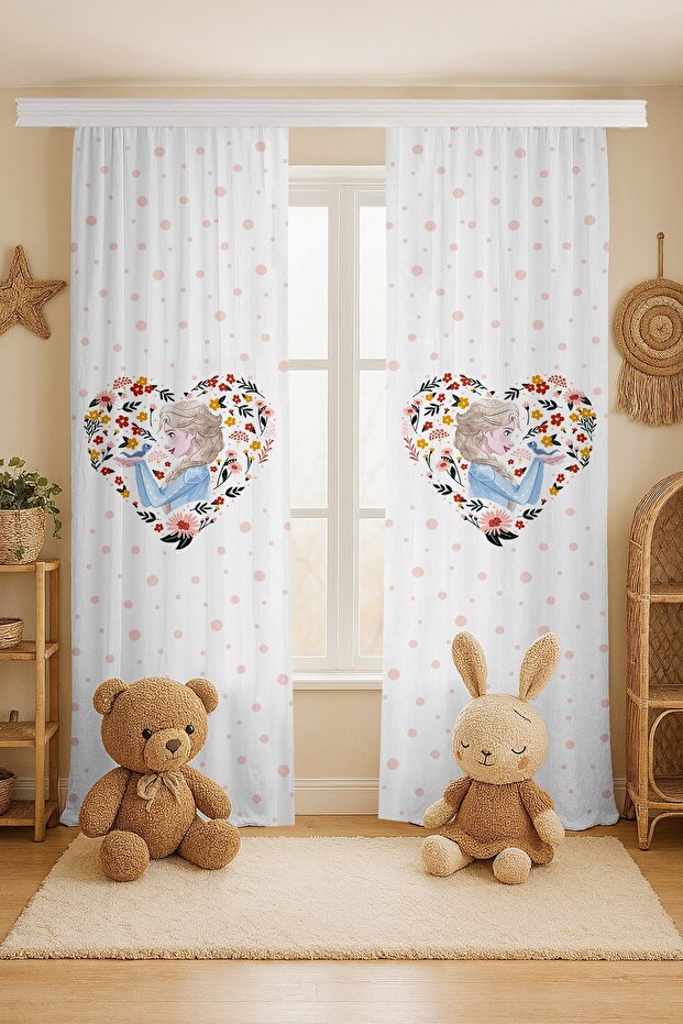 Queen Patterned Children's Baby Room Background Curtain with Flowers Inside (Single Panel Pricing)