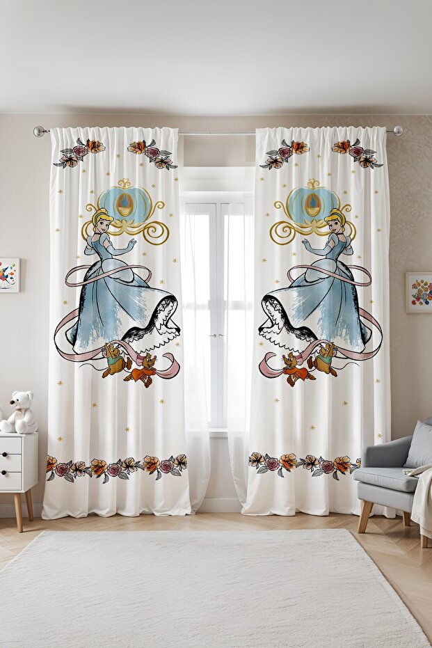 Night Ball Princess Patterned Children's Baby Room Background Curtain (Single Panel Pricing)