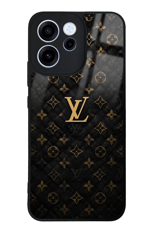 Oppo Reno 15F Black Gold Lv Design Glossy Phone Case