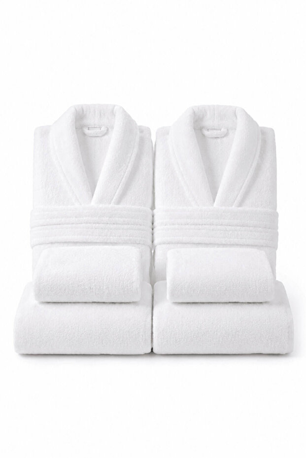 6 Piece Double Family Bathrobe Towel Set Aurea