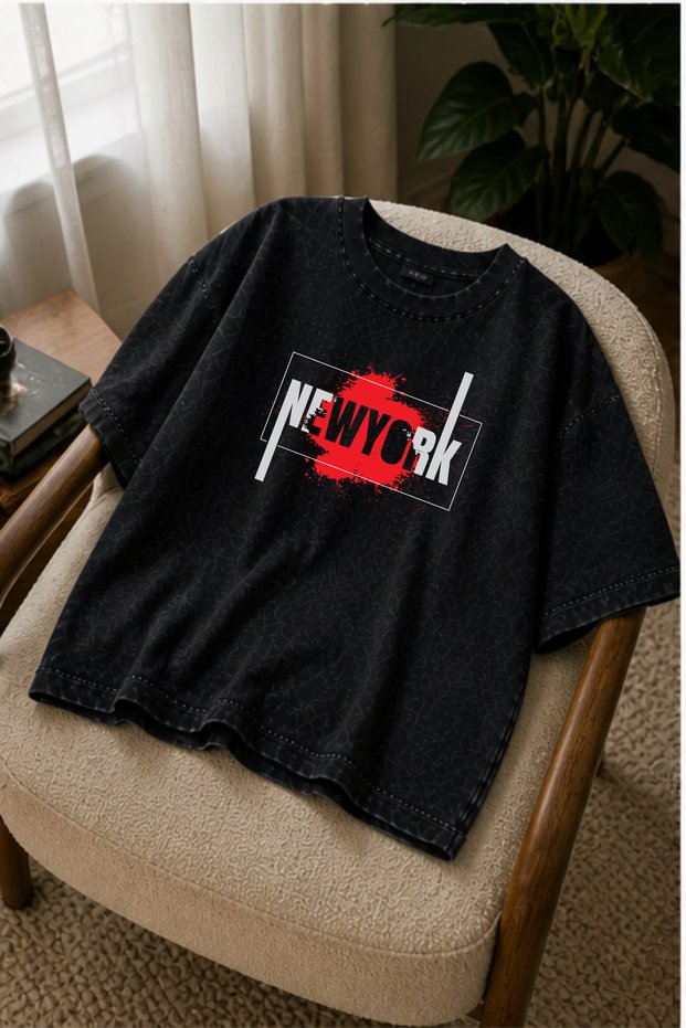 Modex Washed Oversize Unisex T-Shirt Washed Vintage Street Style Street Fashion Cotton Comfortable Fit Daily Wear T-Shirt