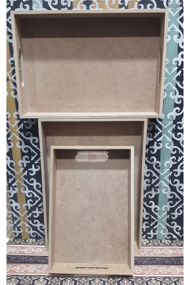 صينية مستطيلة مسطحة ثلاثية من مادة MDF - 1