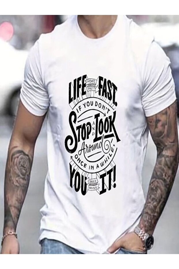 White Printed Men's T-Shirt