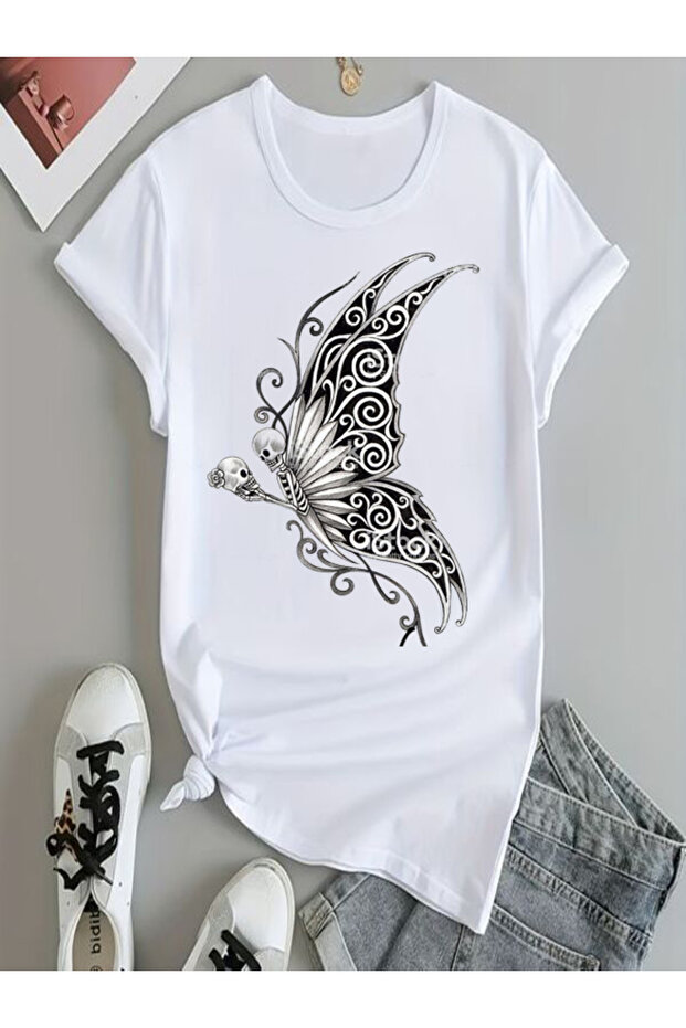 White Oversize Printed T-Shirt