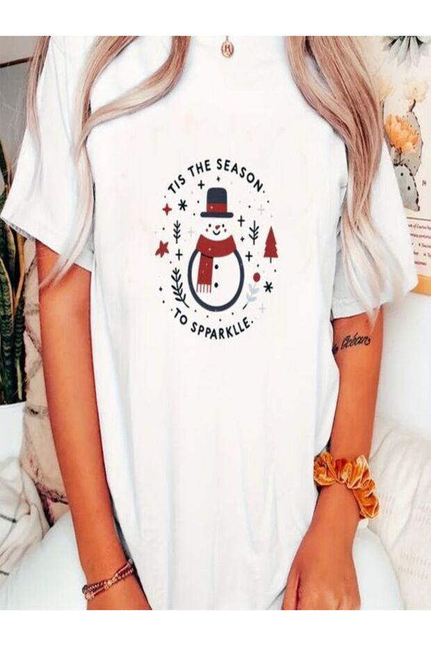 Winter Themed Printed Oversize T-Shirt