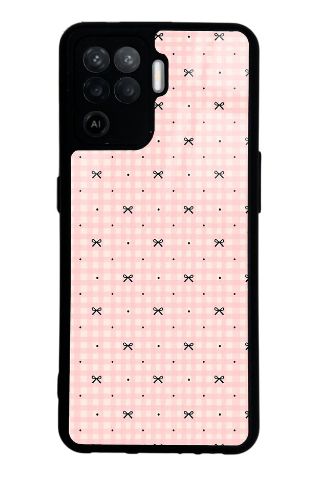 Oppo Reno 5 Lite Glossy Phone Case with Pink Coquette Pattern Design