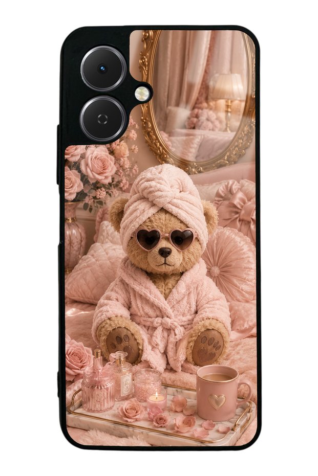Tecno Spark Go 2 Glossy Phone Case with Pink Teddy Spa Design