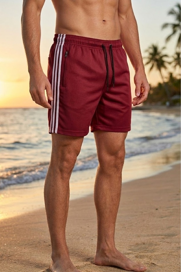 Men's Swim Shorts with Pockets, Lined, Lace-Up