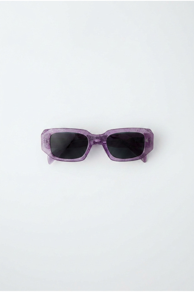 Girl's Purple Glittery Cornered Sunglasses