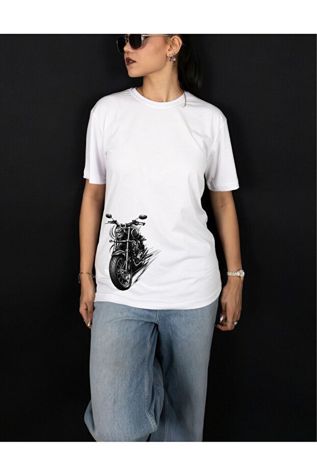 Motorcycle Printed T-Shirt Classic Motor Pattern Regular Fit 100% Cotton Unisex Crew Neck Short Sleeve Black White T-Shirt Biker Chopper Biker Style Graphic Design