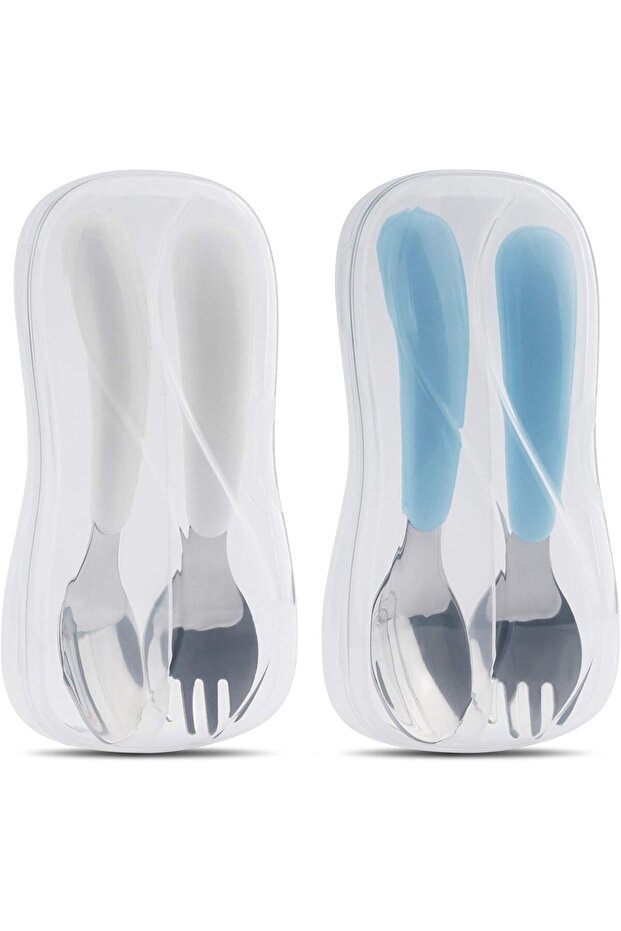 Toddler Utensils, 2 Set Stainless Steel Baby Fork and Spoon Silverware Set with Travel Cases