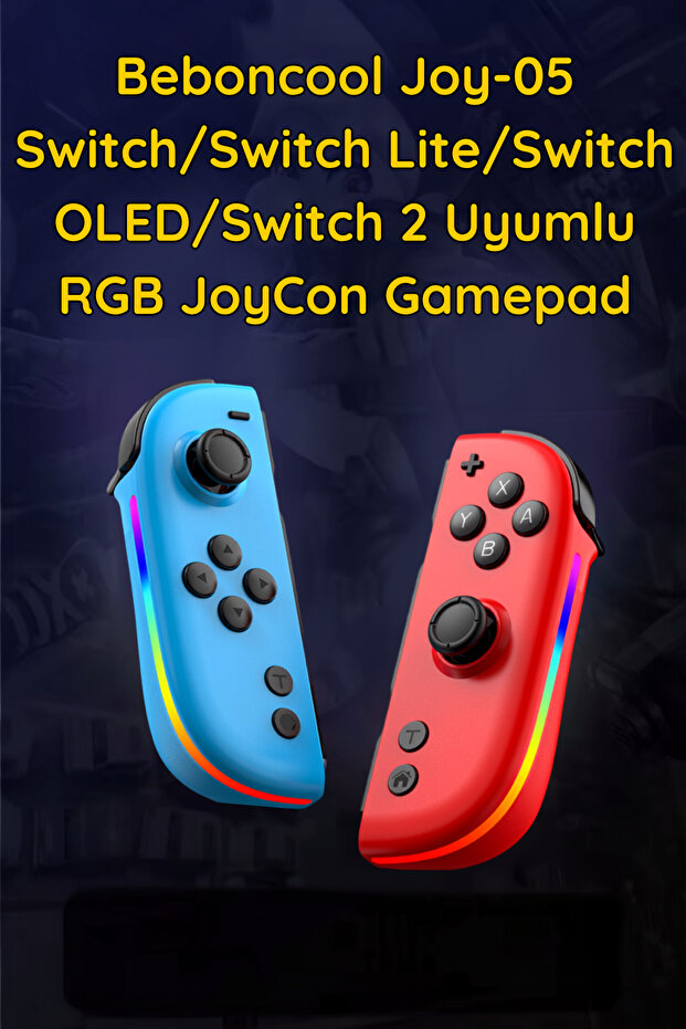 JOY Switch/Switch OLED/Switch Lite/Switch 2 Uyumlu RGB JoyCon Gamepad