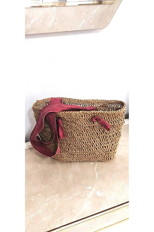 Hand-Knitted Straw Bag