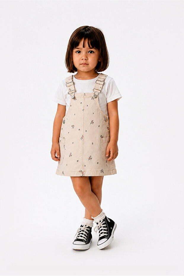 Girl's Floral Patterned Gilet Dress