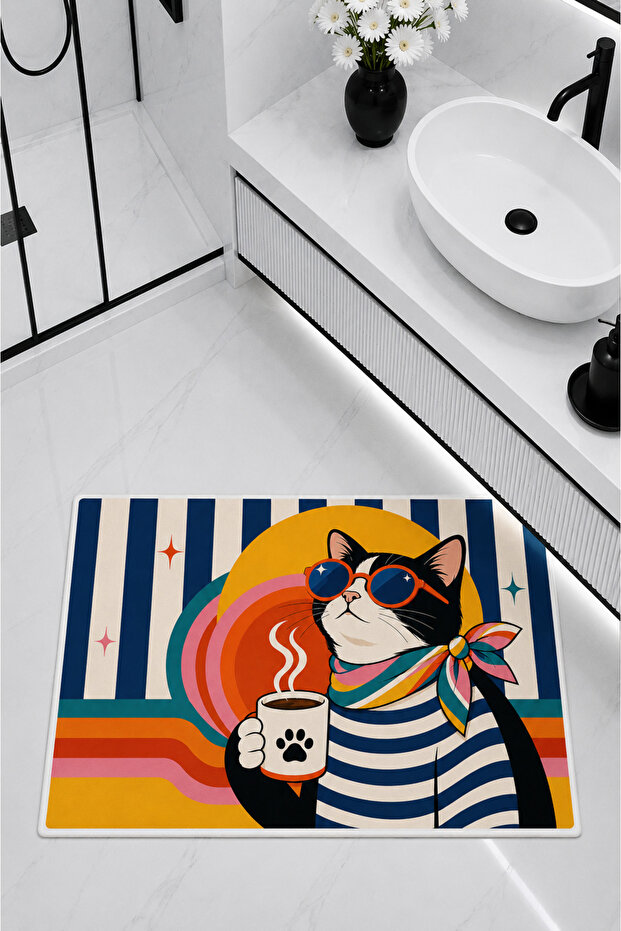Non-Slip Base Washable Bathroom Mat Set Digital Printed 40X60-50X70-60X90'Cm