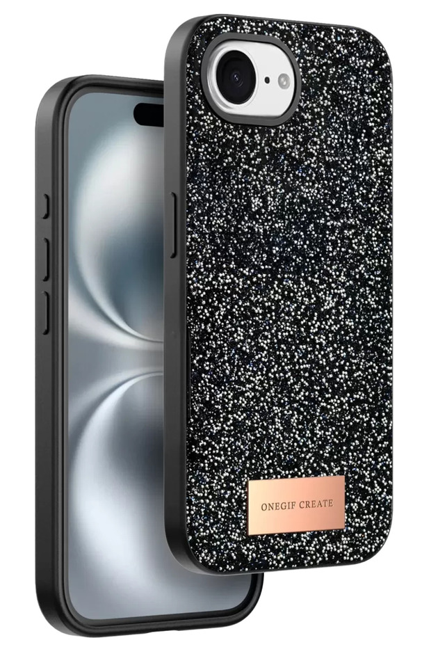 Onegif iPhone 16E Compatible Bright Glitter Cover - Black