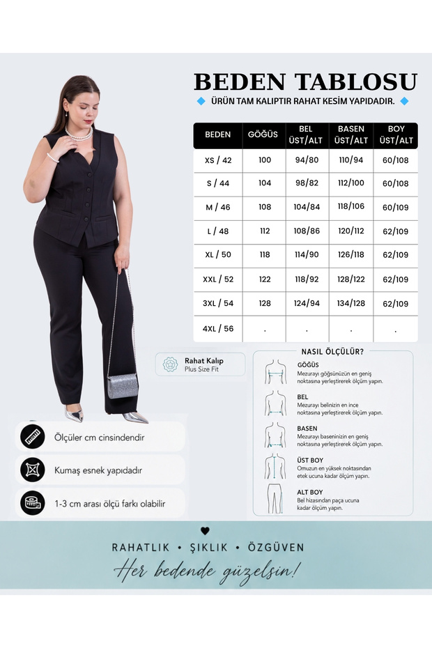 Women's Plus Size Button Detailed Vest Suit