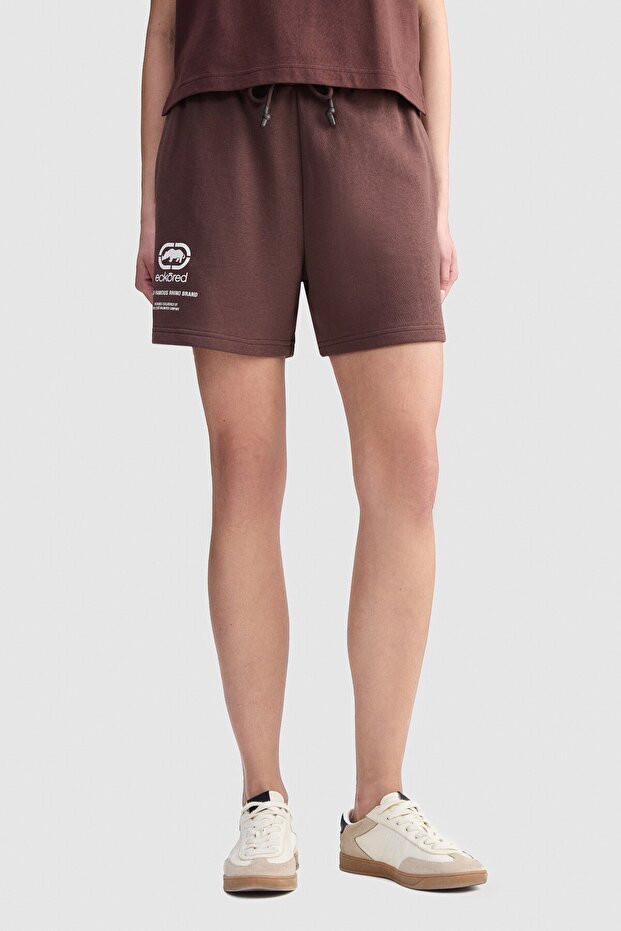 Ecko Red Sadie Loose Fit Double Pocket Printed 3 Cotton Women's Brown Shorts