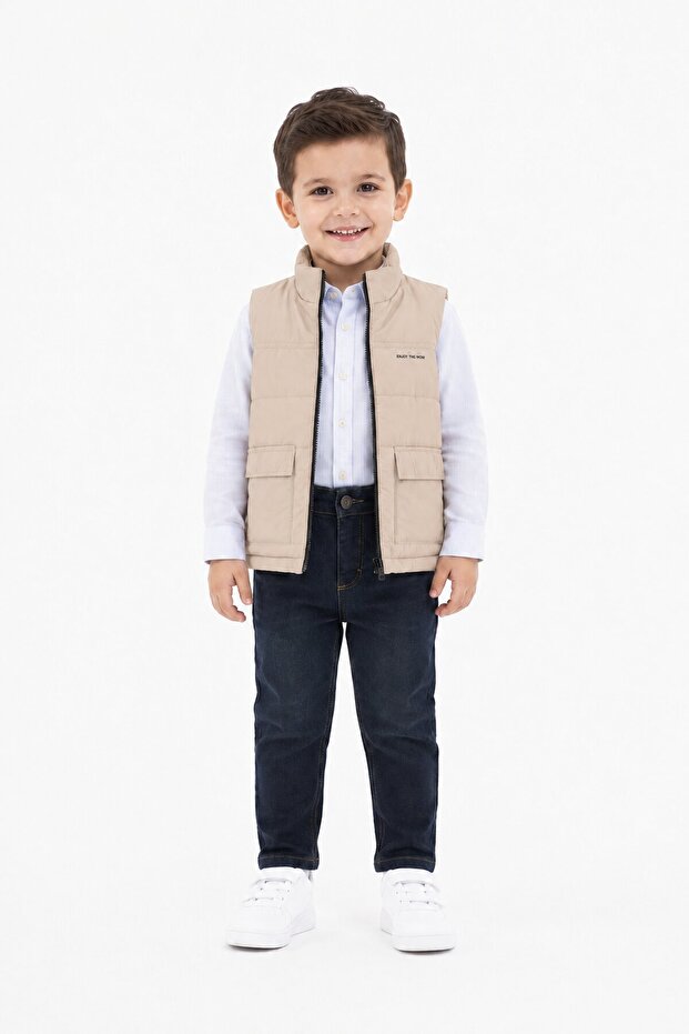 Brown Inflatable Vest, Shirt and Pants 3-Piece Set for Boys 24522