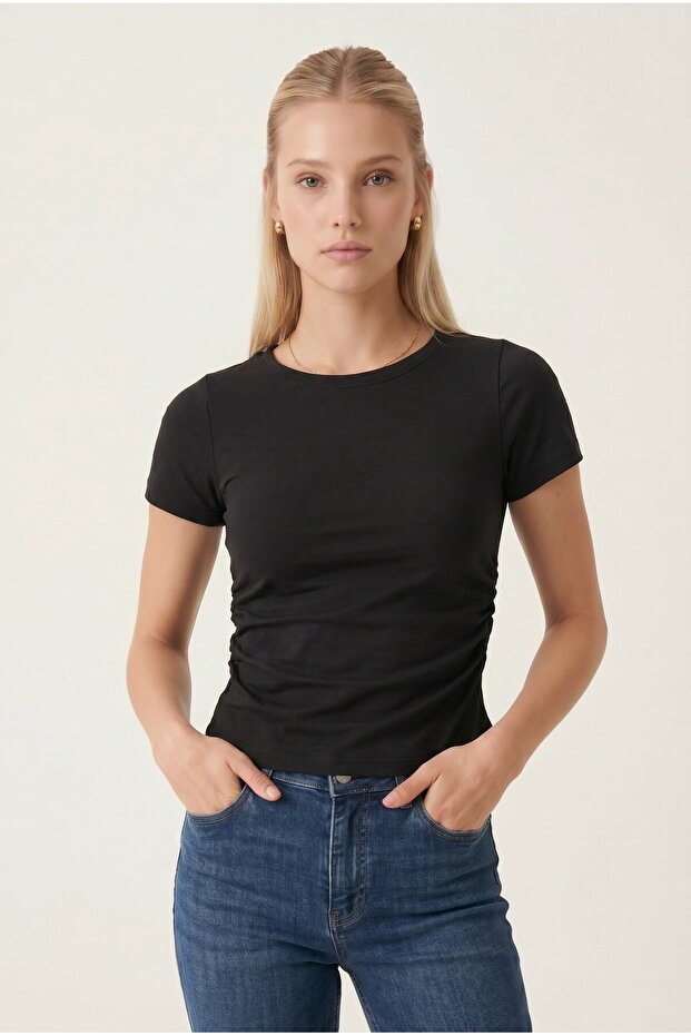 Women's Side Gathered Modal T-Shirt Sn-4532
