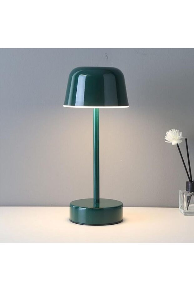 مصباح طاولة LED يعمل باللمس، 3 أوضاع لونية، قابل للتعتيم، قابل لإعادة الشحن، أخضر
