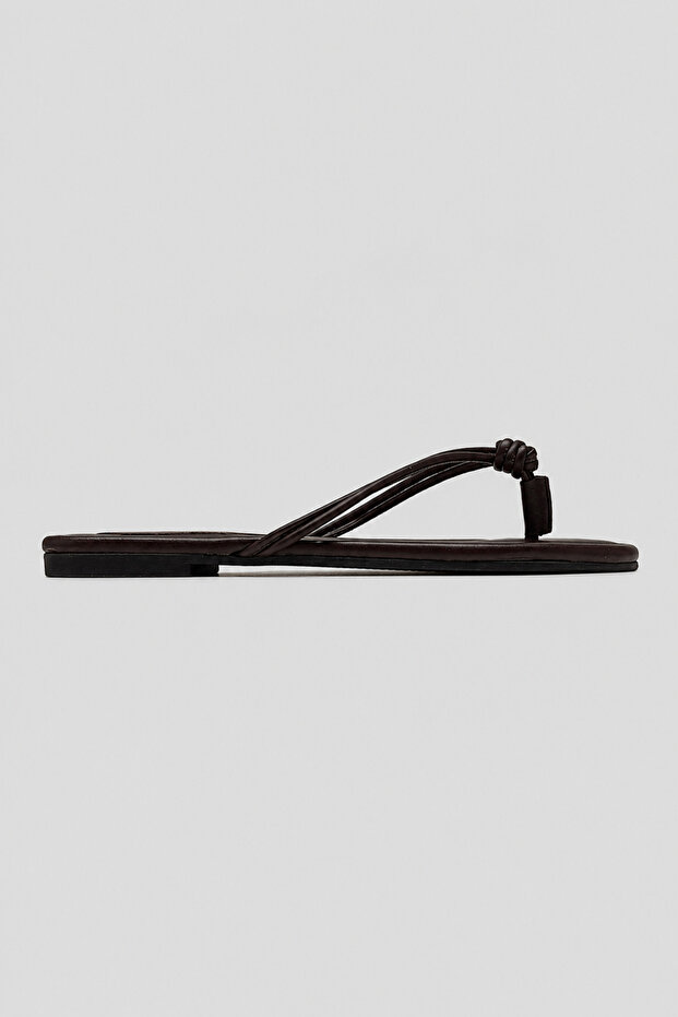 Women's Genuine Leather Flip-Flops Brown Casual Slippers Size 35-42