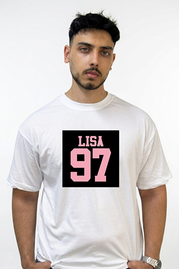 Lisa 97 Design Printed Oversize White T-Shirt