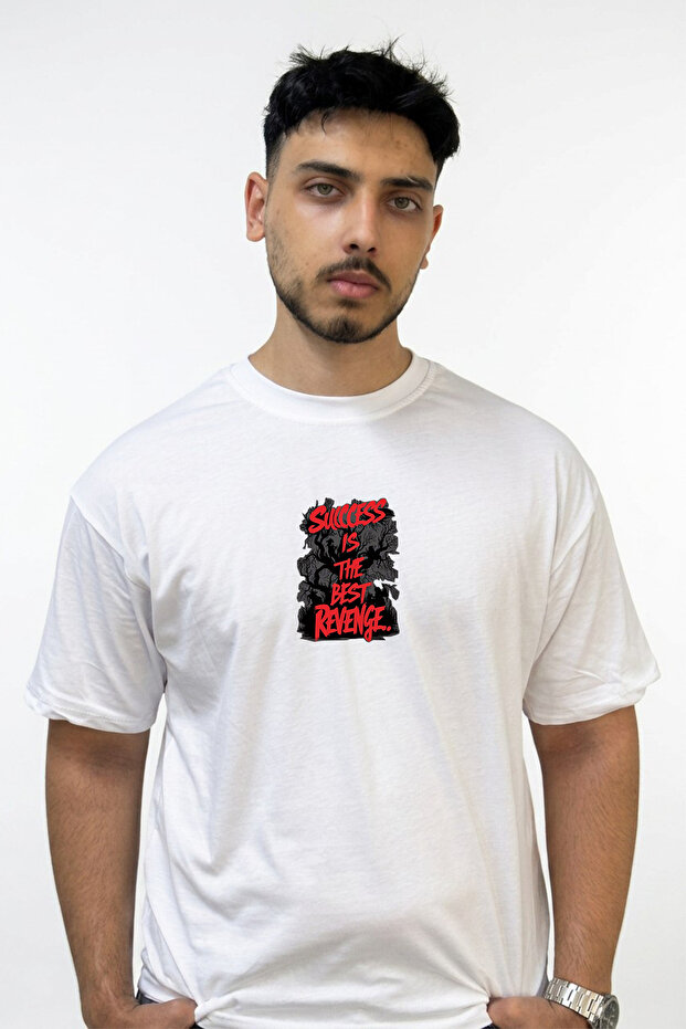 Graffiti Gnarled Trees Design Printed Oversize White T-Shirt