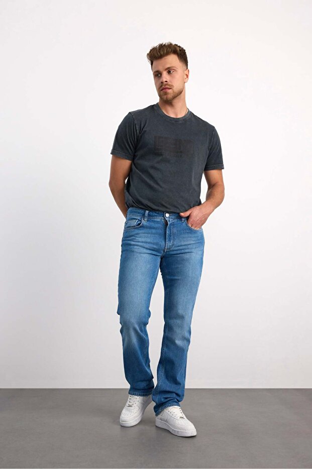 76076-73600 Men's Regular Fit Mid Waist Mid Leg Denim Pants 76076-73600