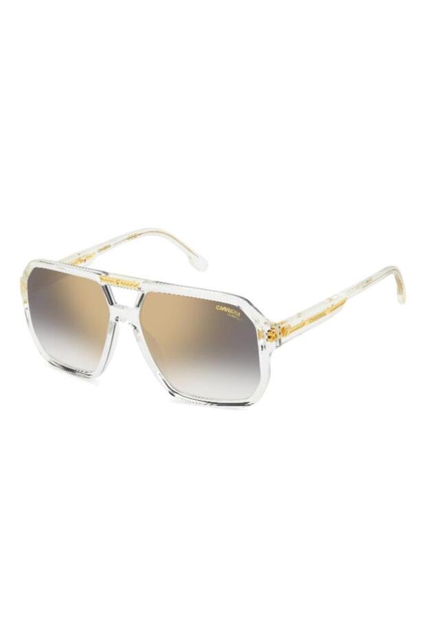 UV Protected Sunglasses Crystal Frame Grey Shaded Gold Mirror Mirror Lens 60mm - VICTORY-C-01/S-900