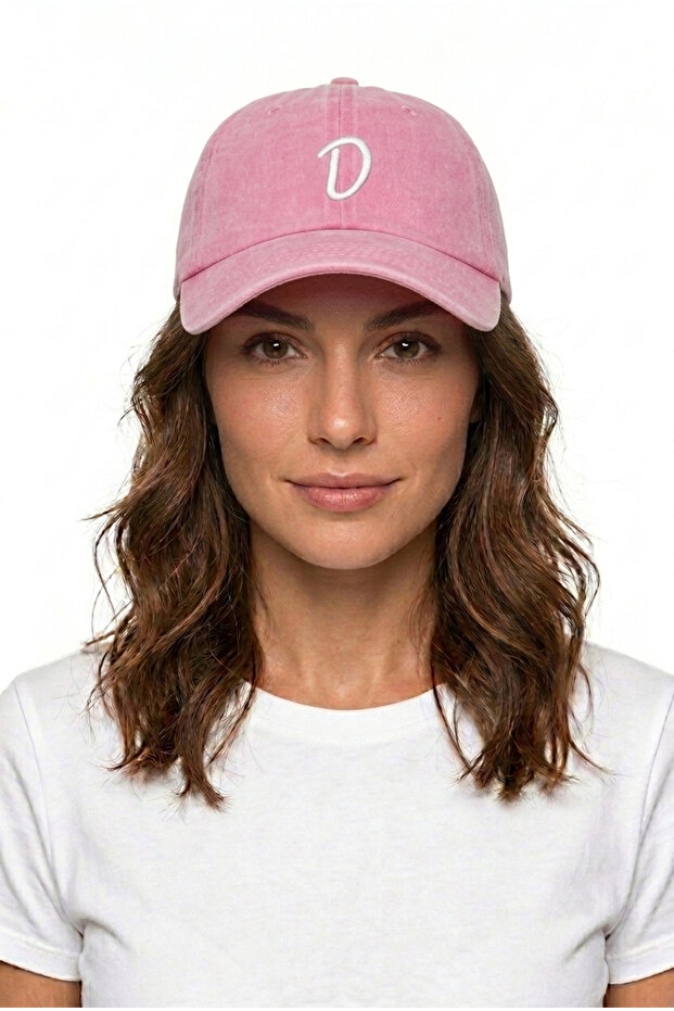 Letter D Powder Embroidered Washable Vintage Unisex Hat
