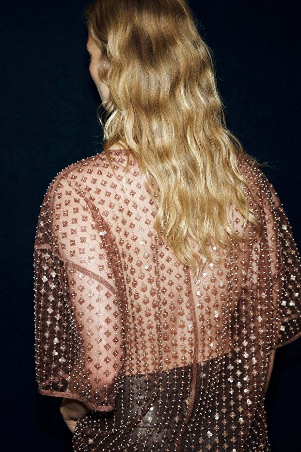 Sequined mesh top