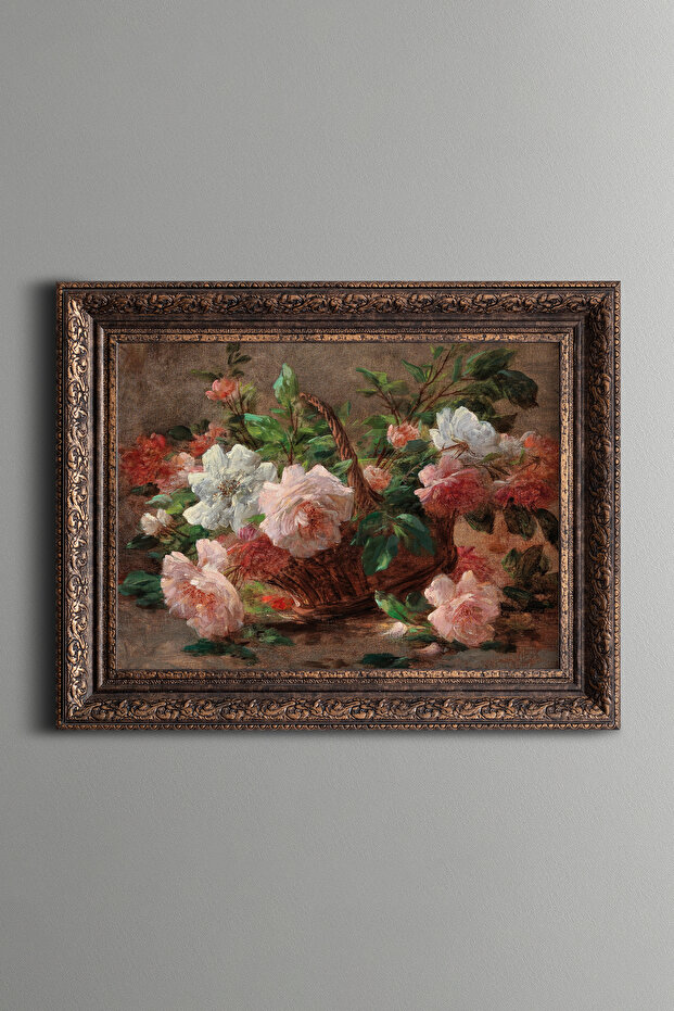 A Basket Full of Roses - Vintage Patterned Painting - Thick Model