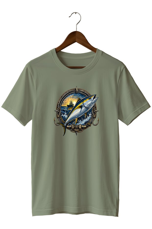 Orkinos Fish Printed Unisex T-Shirt Fishing Sea Fishing Themed Crew Neck T-Shirt