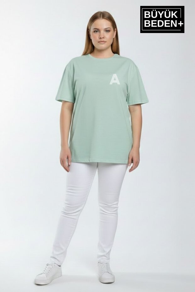 Women's Plus Size a Printed 3Xl-6Xl Crew Neck T-Shirt Spr26Btsk510-12