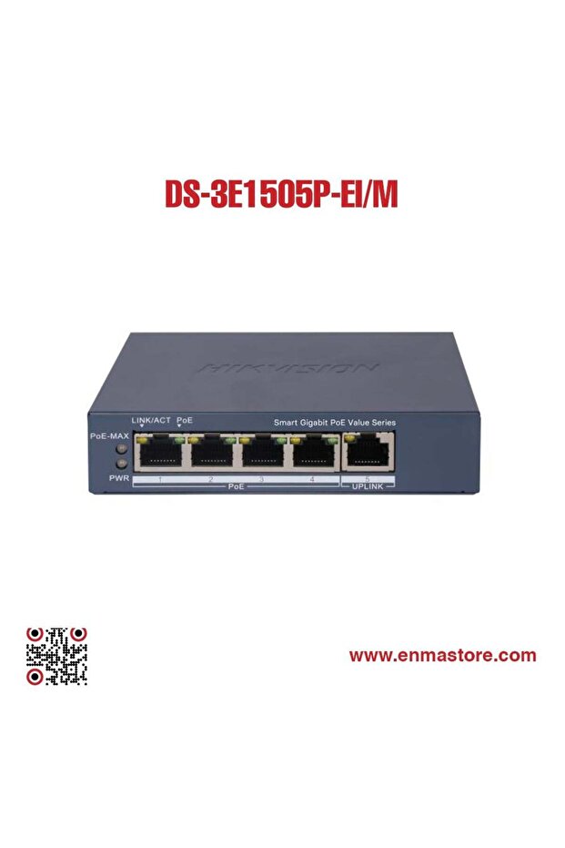 سويتش هيكفيجن DS-3E1505P-EI/M – سويتش مُدار 4 منافذ PoE
