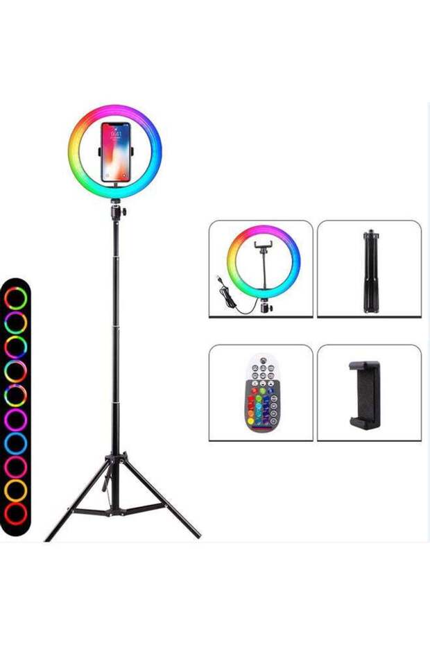 Dimmable RGB Fill Light With Tripod Black/Blue/Yellow