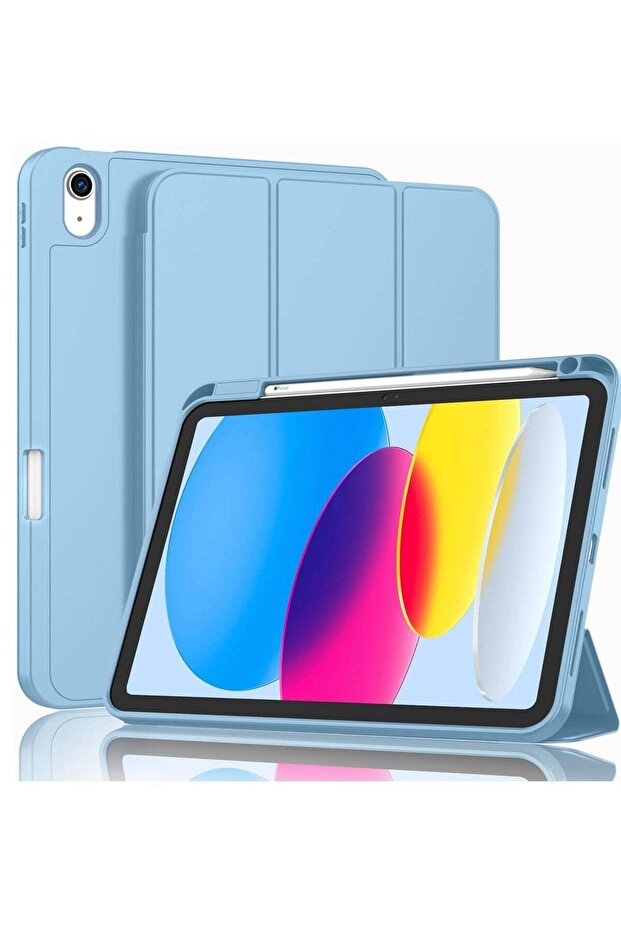 iPad 10th Generation Case (10.9 Inch, 2022) – Smart Case with Pencil Holder, Soft TPU Back, Auto Wake/Sleep Support – Azure Blue