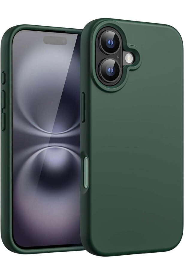 Liquid Silicone Case for iPhone 16 (6.1-Inch) – Silky Soft Touch Full-Body Protective Anti-Scratch Shockproof Cover with Microfiber Lining (Midnight Green)