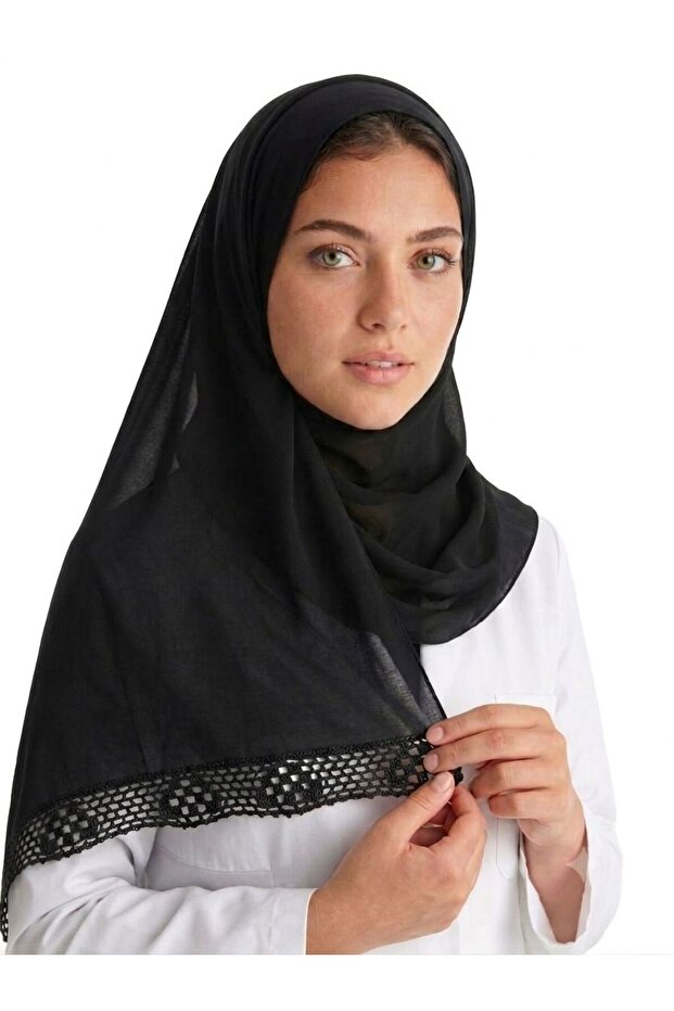 طرحة بوال بقماش ياباني بشغل اويه مع كوروشيه تركي علي الطرفين المقاس : 60 * 190