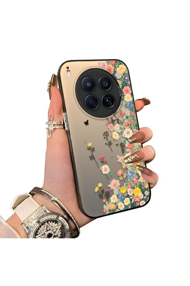 Tecno Camon 40 Premier 5g Compatible Silicone Edge Hard Back Case Couple Phone Case with Floral Pattern