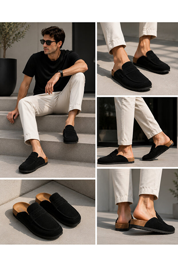 Closed Toe Slippers with Cork Sole for Casual Home and Outdoor Use