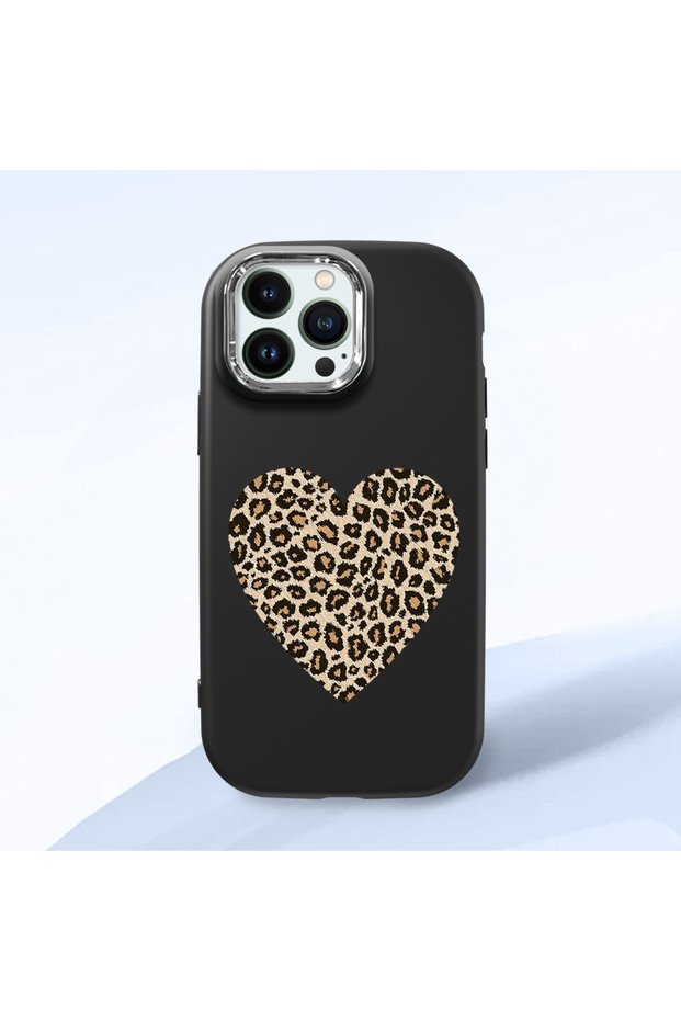 iPhone 13 Pro Compatible Case with Camera Protection Black Silicone Couple Phone Case with Heart Pattern