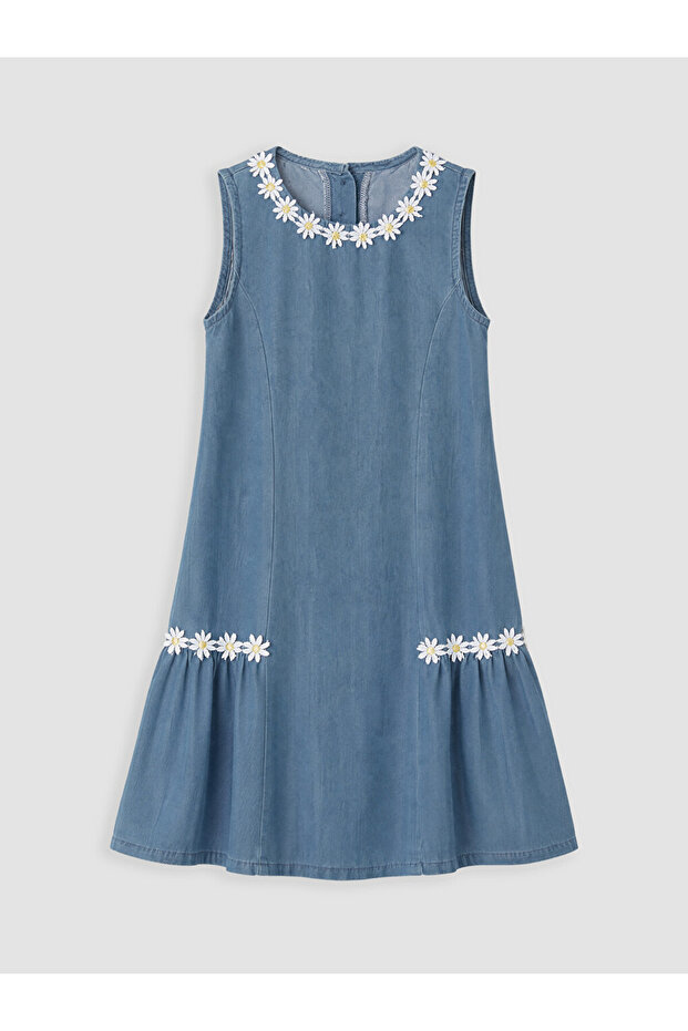 Indigo Daisy Embroidered Girls' Dress