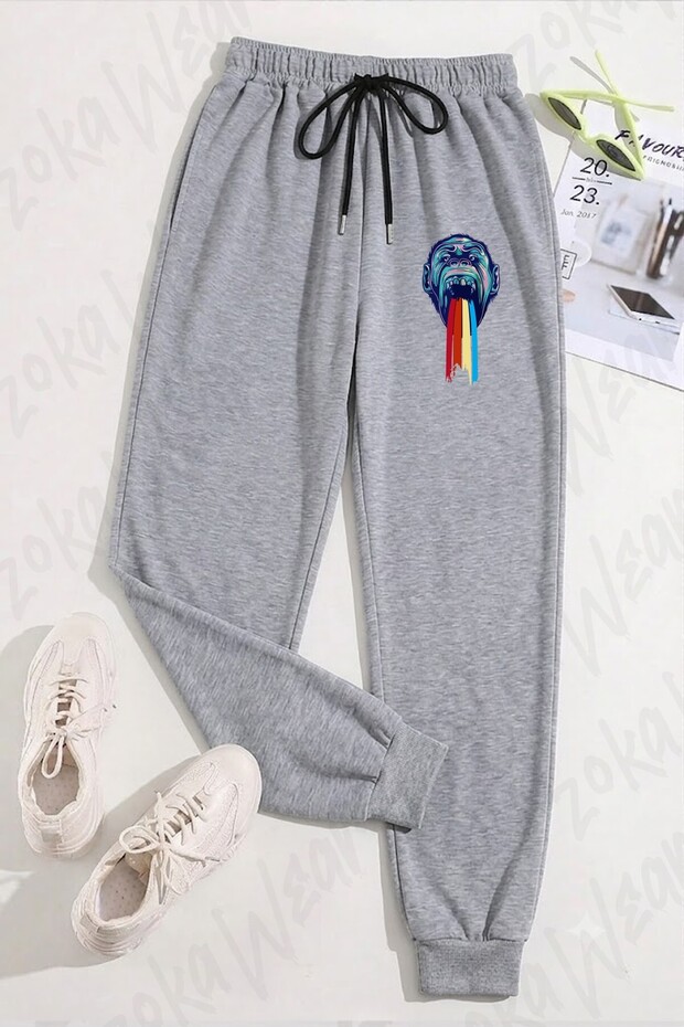 بنطلون رياضي مطبوع عليه قوس قزح من غوريلا للجنسين