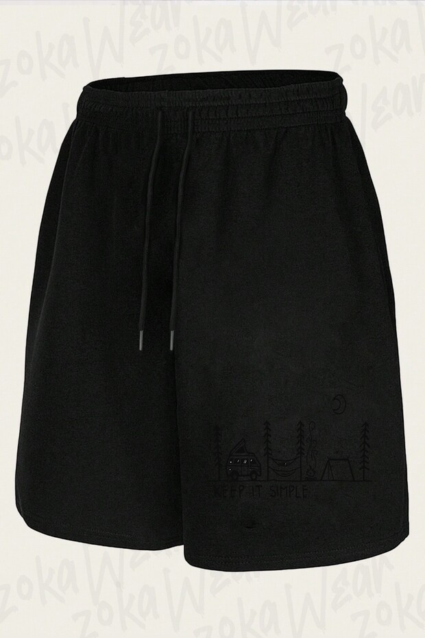 شورت مطبوع بتصميم نصي Keep It Simple للجنسين