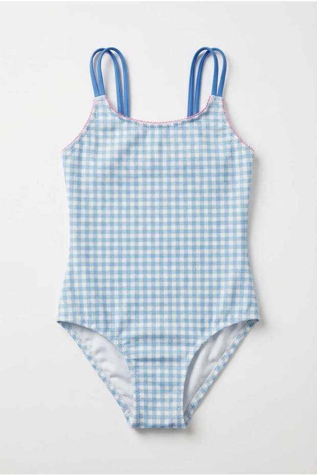 Girl's mediterranean checkered swimsuit