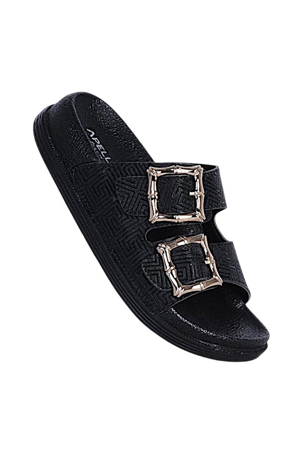 487-15 Pearl Black Women's Flat Slippers